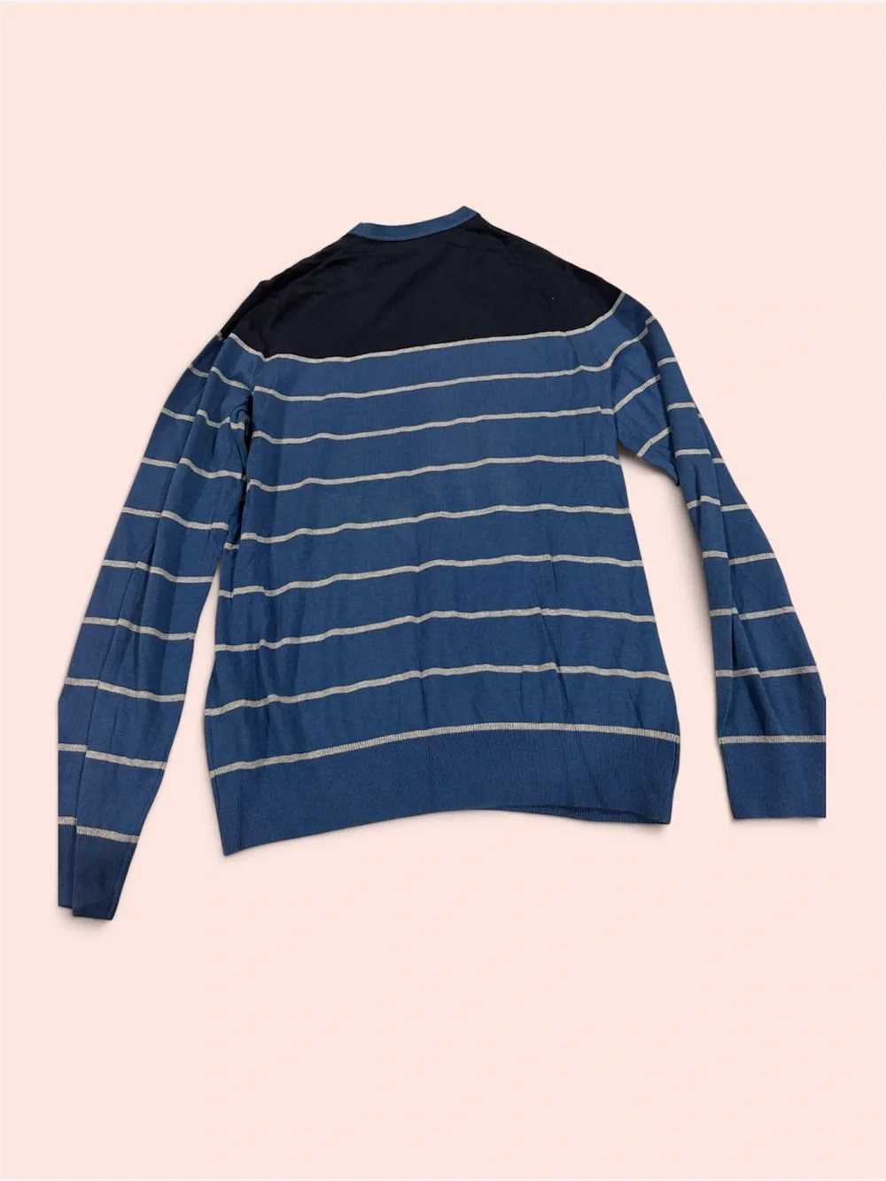 Banana Republic Navy and Medium Blue Striped Crewneck Sweater